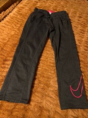 Nike Dark Gray Sweatpants with Pink Swoosh